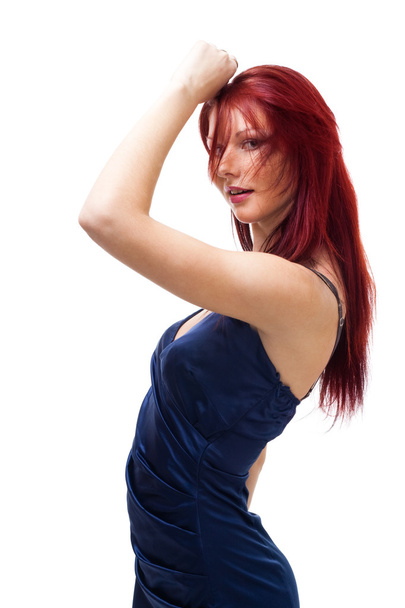 Portrait of beautiful woman with red - Fotó, kép
