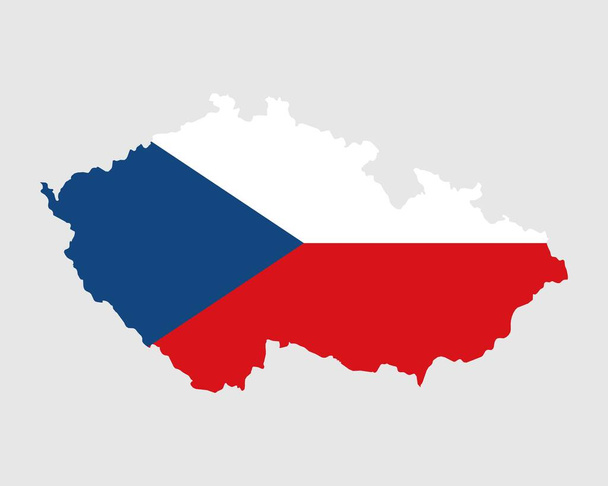 Czech Republic Map Flag. Map of Czechia with the Czech country banner. Vector Illustration. - Vector, Image
