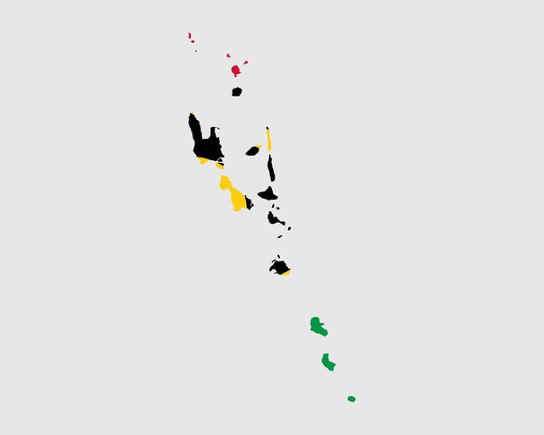 Vanuatun lippu kartta. Kartta Vanuatun tasavallan kanssa Vanuatuan maan banneri. Vektorikuvaus. - Vektori, kuva