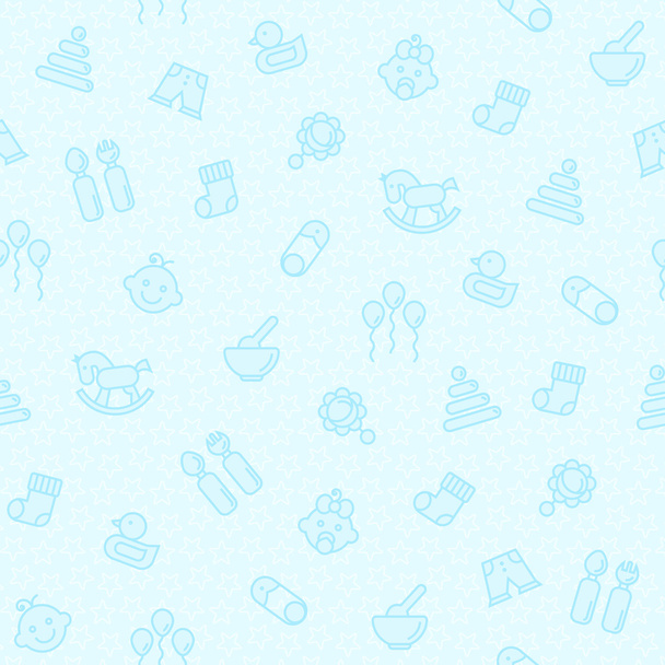 Seamless blue pattern for baby - Vector, Image