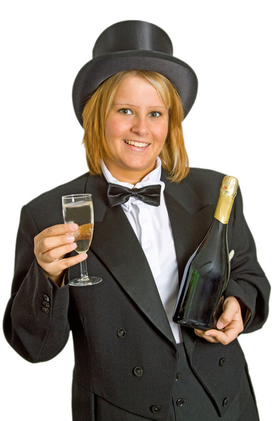 nő, pezsgő - Fotó, kép