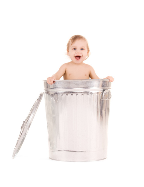 Baby in trash can - Foto, Imagen
