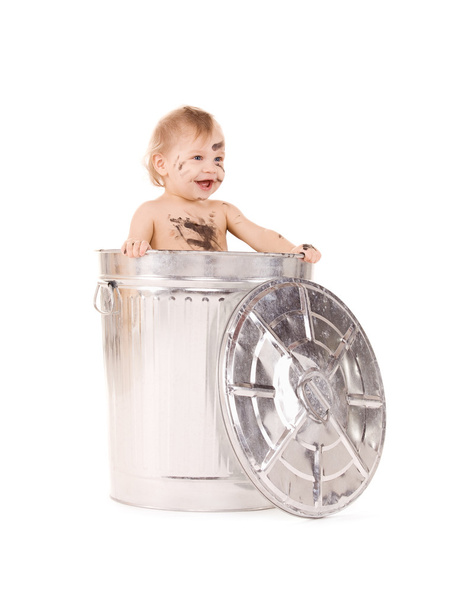 Baby in trash can - Photo, image