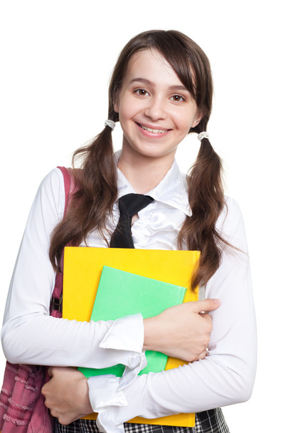 Happy teen girl with books - Zdjęcie, obraz