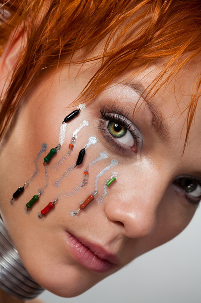 Close-up face of futuristic woman - Fotografie, Obrázek