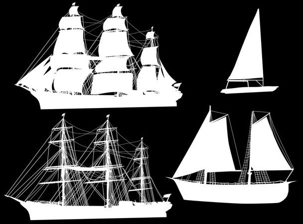 white boats collection - Vector, Image