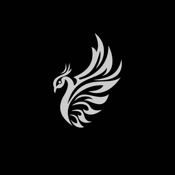 stylist flying phoenix on black backround. - Vector, Image