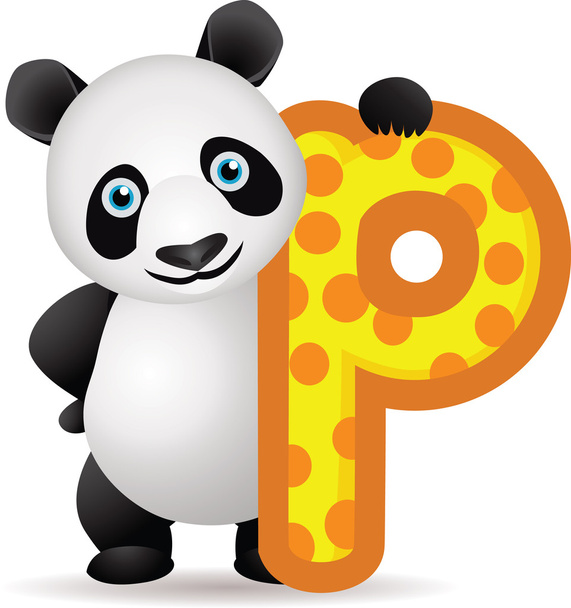 abeceda p s panda kreslený - Vektor, obrázek