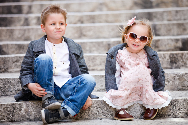 Kids outdoors portrait - Φωτογραφία, εικόνα