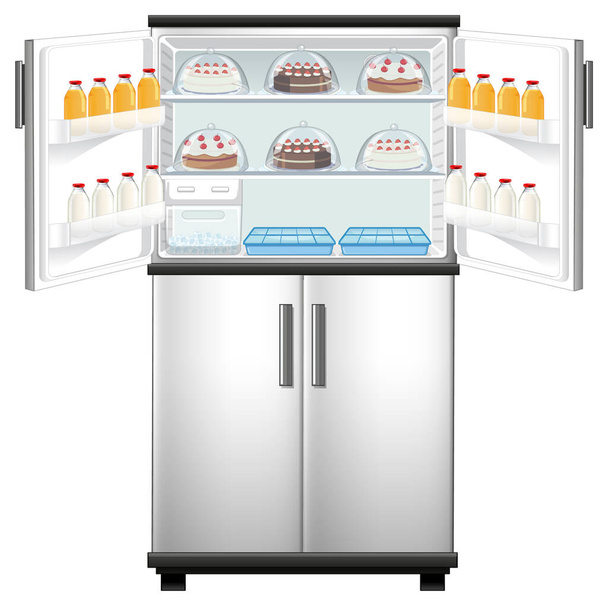 Refrigerator with lots of food illustration - Wektor, obraz