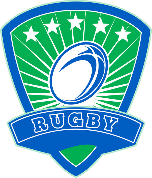 Pelota de rugby con escudo de estrellas
 - Foto, Imagen
