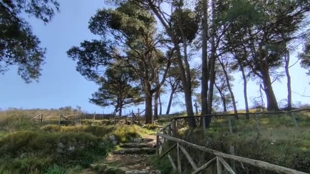 Massa Lubrense, Campania - 20 marzo 2022: Panoramica del percorso che sale fino alla Chiesa di San Costanzo - Filmati, video