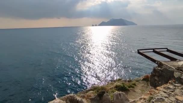 Massa Lubrense, Campania, Italy - March 20, 2022: Overview from the tip of Punta Campanella, the terminal point of the Sorrentine Peninsula - Footage, Video