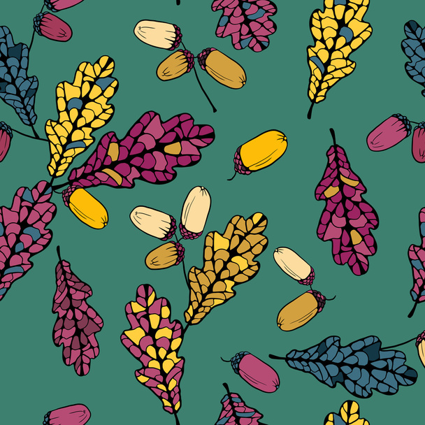 vector seamless pattern with leaves of oak - Vetor, Imagem