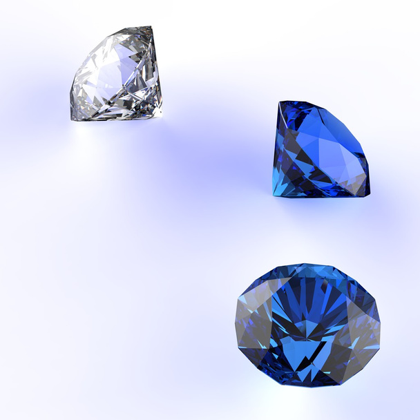 Diamantes 3d composição em branco
  - Foto, Imagem