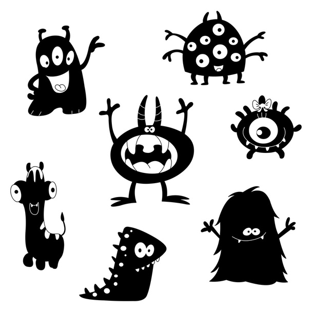 Cute monsters silhouettes - Vector, Image