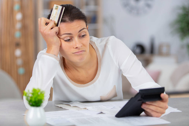 young attractive woman worried and desperate accounting - Photo, Image