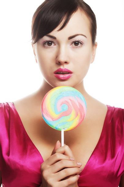 pretty woman with lollipop. - Fotografie, Obrázek