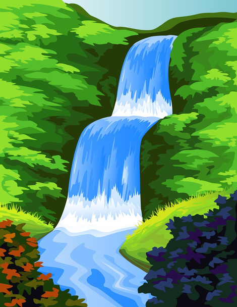 красивий водоспад
 - Вектор, зображення