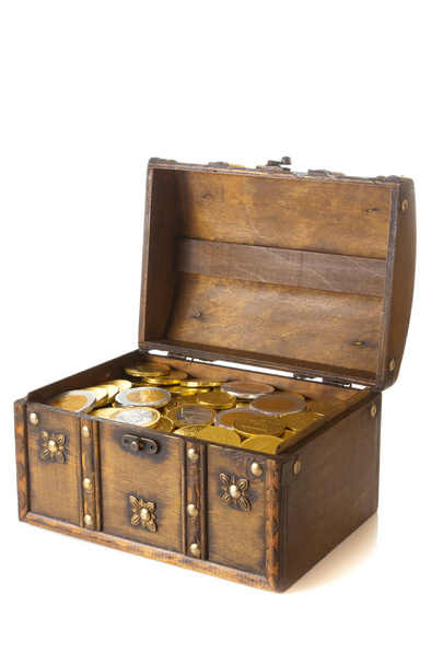 Caja abierta llena de dinero
 - Foto, Imagen