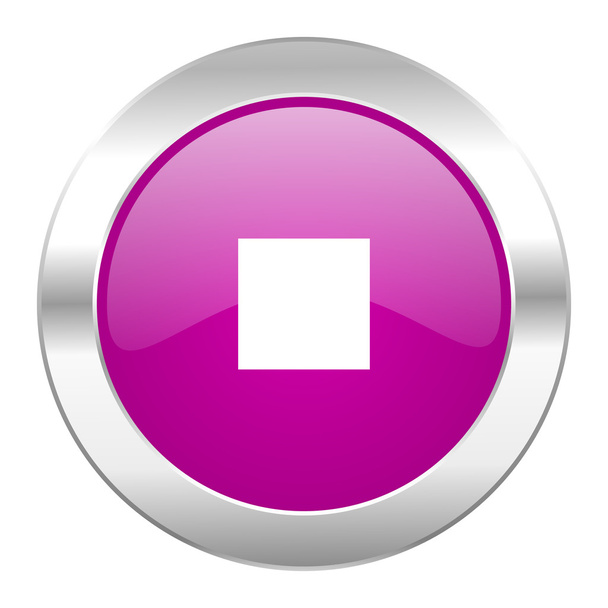 stop violet circle chrome web icon isolated - 写真・画像