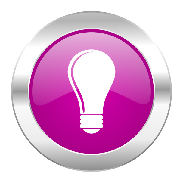 bulb violet circle chrome web icon isolated - Foto, afbeelding
