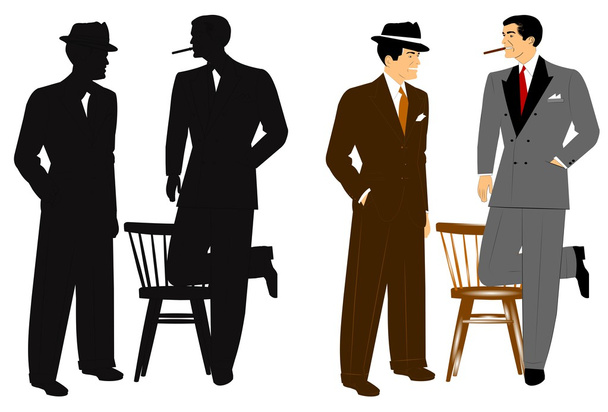 Men talking in silhouette - Vektor, kép