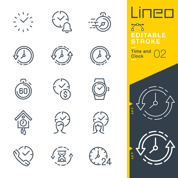 Lineo Editable Stroke - Time and Clock line icons - Vector, Image