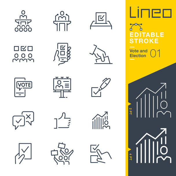 Lineo Editable Stroke - Symbole für Stimmen und Wahlen - Vektor, Bild