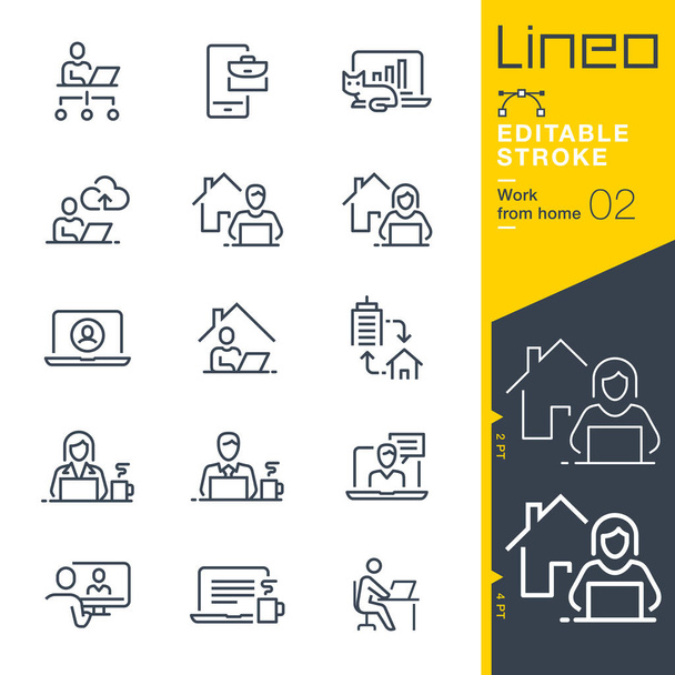 Lineo Editable Stroke - Otthoni vonali ikonok készítése - Vektor, kép