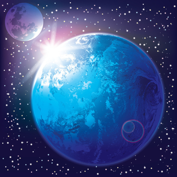 абстрактный фон с землей и луной
 - Вектор,изображение