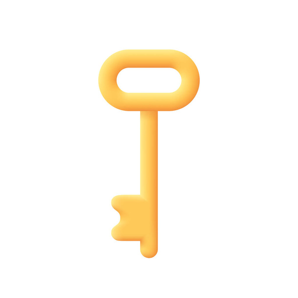 Key. Protection, security, real estate concept. 3d vector icon. Cartoon minimal style. - ベクター画像