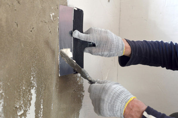 Process putty concrete wall - Photo, Image