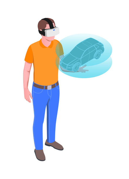 Holografikus VR gépjármű-összetétel - Vektor, kép