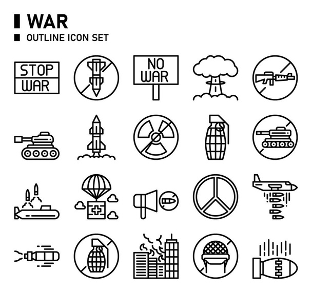 War outline icon set. - Vector, Image