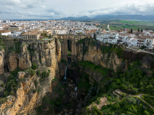 légi felvétel a monumentális város Ronda a tartomány Malaga, Spanyolország - Fotó, kép
