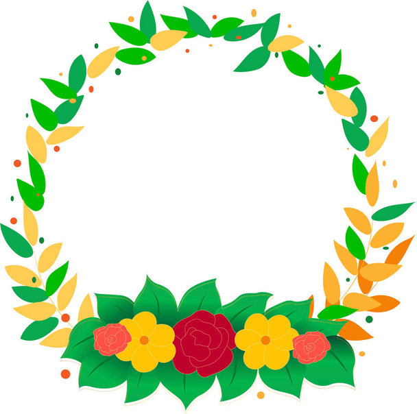 Floral decorative frame for use in design, leaves and flowers, roses - Vektori, kuva
