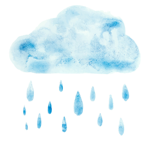 Käsi piirtää akvarelli taidetta maali sininen akvarelli pilvi sadepisara Vektori kuvitus
 - Vektori, kuva
