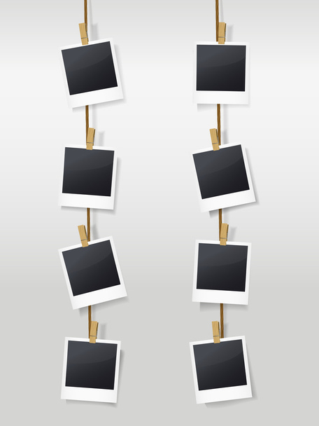 blank photo frames on clotheslines - Vektör, Görsel