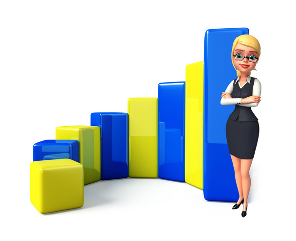 Young office girl with business graph - Foto, Imagem