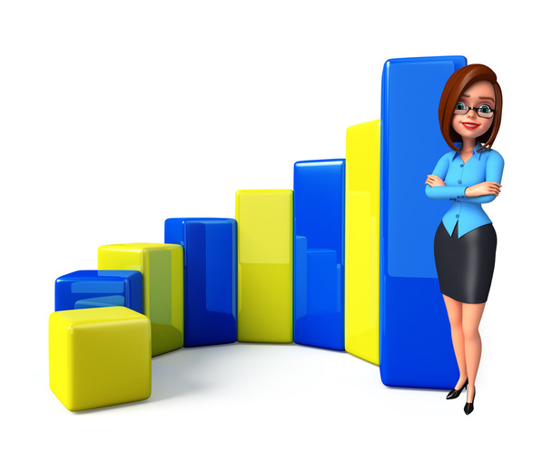 Young office girl with business graph - Fotó, kép
