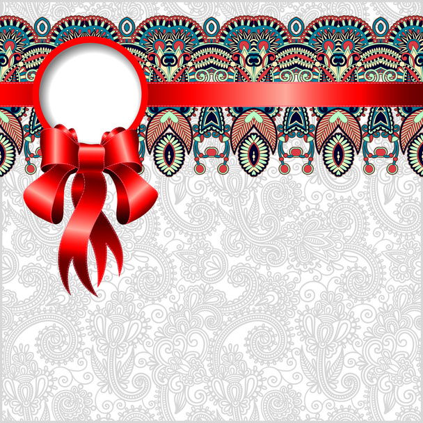 ethnic ornamental pattern with silk ribbon and place for your co - Διάνυσμα, εικόνα