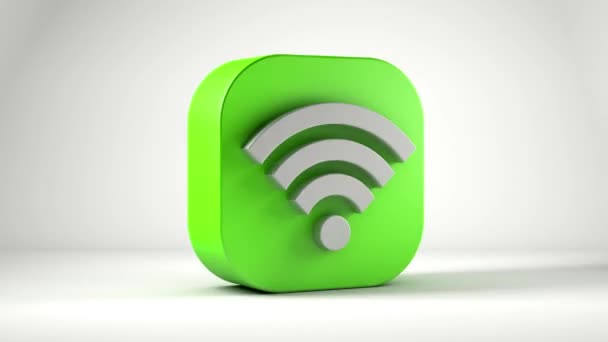 Wifi icon green isolated on white background. 3d illustration - Footage, Video