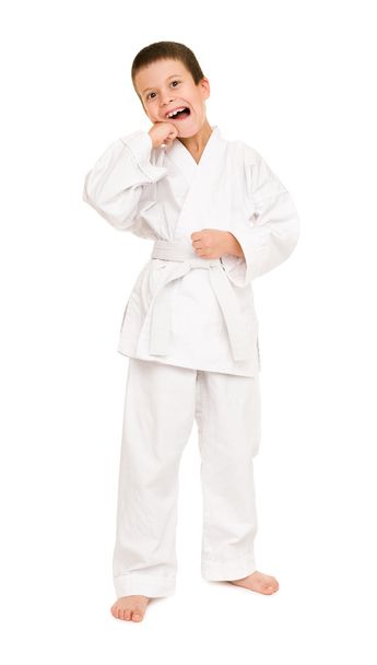 jongen in witte kimono - Foto, afbeelding