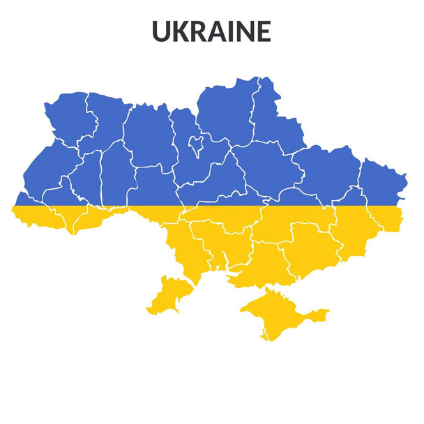 vector icon Ukraine map. Stock illustration Ukrainian district map in flag colors clipart - Vector, Image