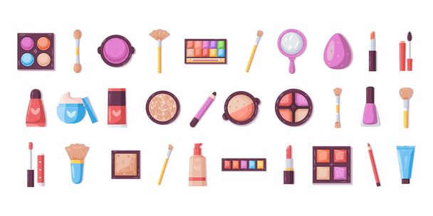 Set tools color makeup beauty vector illustration - Vettoriali, immagini