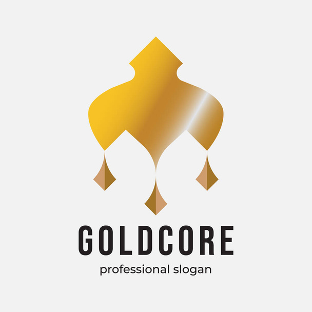 Gold Core Ornament Logo kan worden aangepast of geschikt voor branding of winkel te beginnen met de sieraden, antiek, huwelijksceremonie, traditie, exotische, koninklijke, stijlvolle, handgemaakte en algehele exclusieve ornament collecties. - Vector, afbeelding