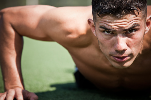Hispanic athlete push-up - Photo, Image