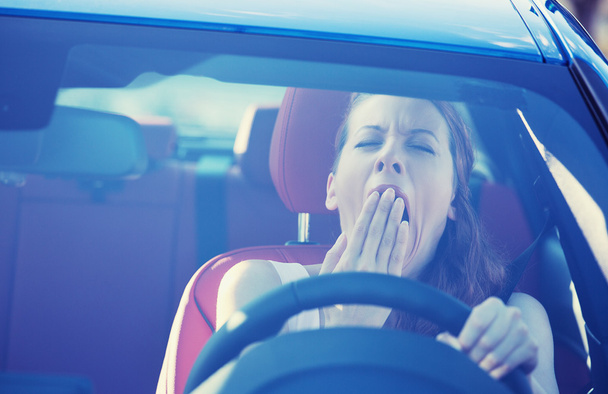 sleepy tired woman driver - Foto, Imagen