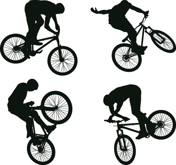 férfi lovaglás MTB kerékpár sziluettek - Vektor, kép